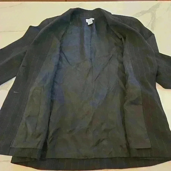 Ann Taylor Loft Womens Pin Striped Blazer Career Black Size 6 - Picture 4 of 8